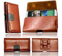 Gorilla Tech Leather Belt Pouch for Huawei P8 Designer Brown Leather Holster Hand Made Luxury Case Securely Attaching To Your Belt With Two Loops And One Clip, Strong Twin Magnet Flip