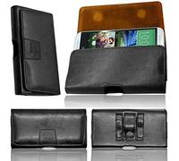 Gorilla Tech Leather Belt Pouch for Huawei Y6 Pro Designer Black Leather Holster Hand Made Luxury Case Securely Attaching To Your Belt With Two Loops And One Clip, Strong Twin Magnet Flip