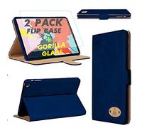 Gorilla Tech Leather Case With Screen Protector Tempered Glass For Apple iPad Air 3rd Generation and Pro 10.5 inch Model MUUK2LL/A MV162LL/A MV0E2B/A MQDW2LL/A MQF02LL/A Folio Cover Navy Leather