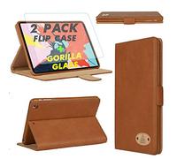 Gorilla Tech Leather Case With Screen Protector Tempered Glass For Apple iPad Pro 12.9 inch 3rd Generation Model MTEM2LL/A MTHU2LL/A MTHP2B/A A1876 A2014 A1895 Folio Cover Book Shockproof - Brown