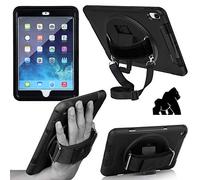 Gorilla Tech Strap Shoulder Strap Rugged Case for Apple iPad Air | Survivor Shock Proof Heavy Duty Cover with Stand, Hand Strap (Black) iPad Air 1st Generation