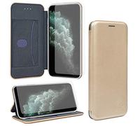 Gorilla Tech UK PU Leather Case For iPhone 11 Pro 5.8'' and Screen Protector Tempered Glass [Wallet] [Card Holder] [ID Holder] [Card Slot] Magnetic Closure Stand Curved Design Slim Flip Cover Gold