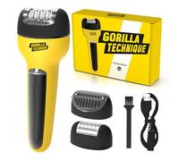 Gorilla Technique 3-in-1 Epilator, Wet & Dry Facial & Body Hair Removal Device, Cordless Rechargeable Electric Tweezers & Shaver & Callus Remover for Women & Men, One, Black & Yellow