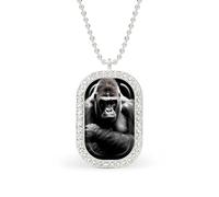 Gorilla Thinking Funny Pendant Necklace for Women Personalized Fashion Jewelry Diamond Necklaces for Wedding Birthday Gold Silver