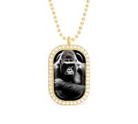 Gorilla Thinking Funny Pendant Necklace for Women Personalized Fashion Jewelry Diamond Necklaces for Wedding Birthday Gold Silver