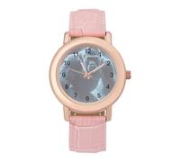 Gorilla Thunder Classic Watches for Women Pink Leather Strap Trendy Quartz Watch for Small Wrists