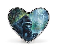 Gorilla Thunder Rain Heart Shape Brooches Pins Lightweight Metal Lapel Pin Memorial Badges Jewelry Gift