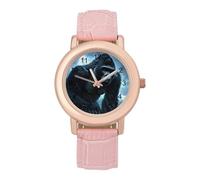 Gorilla Thunder Watch for Women Pink Leather Strap Ladies Watches Round Case Three-Hand Wrist Watch