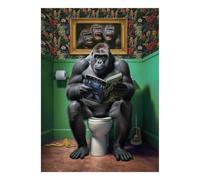 Gorilla Toilet Magazine 1000pcs Mini Puzzle For Adults Challenging | 38x26cm Cardboard Living Room Decor Durable Structure Birthday Gift Stress Relief