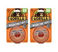 Gorilla Tough & Clear Double Sided Mounting Tape Weatherproof 1"" x 60"" Clear (Pack of 2)