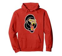 Gorilla Traditional Tattoo Flash Pullover Hoodie, Adult Unisex, Red, XX-Large