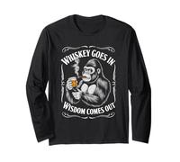 Gorilla Tshirt Whiskey Goes in Wisdom Comes Out Funny Monkey Long Sleeve T-Shirt