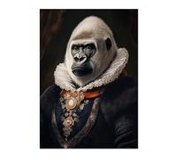 Gorilla Tudor Animals Poster, Funny Pets Wall Art Prints, Historical Animal Portraits, Living Room Home Decor, A5 (Print Only) - 21x14.8cm