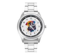 Gorilla Umbrella Monkey Colourful Quartz Watch Stainless Steel Wrist Watches for Men Women Easy to Read