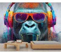 Gorilla Wallpapers Colorful Graffiti Wildlife Wallpaper Mural Abstract Wild Animal Wallpaper Murals for Walls for Bedrooms Kids Living Room 390 X 260 cm