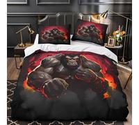 Gorilla Warrior Duvet Cover 3D Design Printed Wrinkle-Resistant 3 Pieces Bedding Set Zipper Fantasy Comforter Cover Super Soft All Season for Teens Kids Girls Boys Women Adults Single（140x200cm）