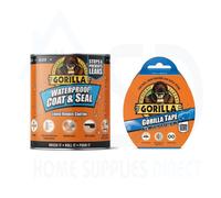 Gorilla Waterproof Coating & Seal Black 473ml + All Weather Extreme Tape 48mm x 11M - Durable Waterproof Repair Kit