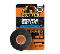 Gorilla Waterproof Wrap & Seal Tape Black 2.4m | 100% Waterproof Silicone Self-Fusing Repair Tape | For Emergency Leak Repair | Mess & Damage Free |