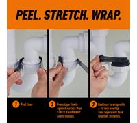 Gorilla Waterproof Wrap & Seal Tape Black 2.4m | 100% Waterproof Silicone Self-Fusing Repair Tape | For Emergency Leak Repair | Mess & Damage Free |