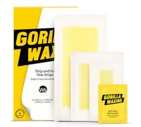 Gorilla Waxing Strip & Go Wax Strips Kit - 28 Multi-Size Wax Strips + 4 Calming Serum Wipes, Ready-to-Use Hair Removal for Face & Body, Sensitive Skin, No Heating Needed, Korean Skin Care