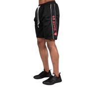 Gorilla Wear Functional Mesh Shorts - Black/Red - Bodybuilding and Fitness Shorts for Men with Logo Print Made of Polyester Crossfit Lightweight Comfortable