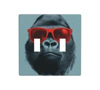 Gorilla Wearing Red Sunglasses Double Gang Toggle Light Cover Wall Plate Switch Decor Standard Size - 11.4x11.4cm