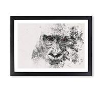Gorilla with Brown Eyes Watercolour Framed Print | A2 Black Framed Wall Art | Ready to Hang | Modern Animal Picture | Living Room Bedroom Lounge Office