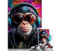 Gorilla with Headphones 2000 Piece Jigsaw Puzzles,Challenging To Complete But Fun And Humorous with Matching Poster And Trivia Sheet 70x100cm
