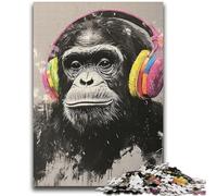 Gorilla with Headphones Jigsaws 2000 Pieces for Adults,Educational Game Challenge Toy Wall Decoration Unique Birthday And Xmas Gifts (70X100cm)