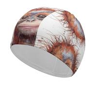 Gorilla with Messy Hair Swim Cap for Adult, Elastic Fabric Swimming Cap, Comfortable Bathing Cap for Long & Short Hair