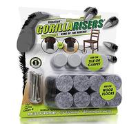 GorillaRisers CB251-8 Furniture Riser Floor Protectors/Felt & Plastic Glides Combo (Set of 8 Legs) Screw on Slider Feet Raise Chair Height 1-1/4” to 1-1/2 Inches, Black