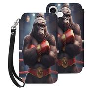 Gorillas Boxing Champion Leather Wallet Cell Phone Cases Stand Foldable Flip Cover Phone Case Compatible with iPhone 17/17 Air/17 Pro/17 Pro Max