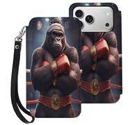 Gorillas Boxing Champion Leather Wallet Cell Phone Cases Stand Foldable Flip Cover Phone Case Compatible with iPhone 17/17 Air/17 Pro/17 Pro Max
