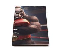 Gorillas Boxing Champion Portable Refillable Notebook A5 Binder 6 Ring Planner Book Cover PU Leather Notebooks with 90 Sheets Paper
