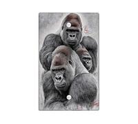 Gorillas Family Light Switch Cover Plate, Gray Wildlife Decor for Home Accents, Thermoplastic Wall Plates, Standard Size Blank Cover Plate