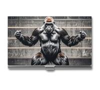 Gorillas in Fitness Gym Business Card Holder for Men & Women, Professional Card Case with Buckle Style Shut, Compact And Portable Metal Case for Office Workers, style, One Size, Classic