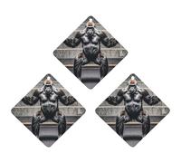 Gorillas in Fitness Gym Car Air Freshener, 3 Pcs Rhombus Hanging Air Freshener Cards, Long Lasting Fragrance Scented Cards for Car, Home, Office Black-style