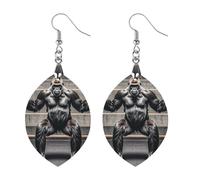 Gorillas in Fitness Gym Wooden Earrings for Women, Vintage Elegant Wood Jewelry, Lightweight Earrings for Wedding, Party, Everyday Jewelry Gift, Apricot shaped, Wood, wood
