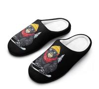Gorillas on Skis Women's Slippers Cotton Warm House Shoes with Rubber Anti-Slip Sole Slip On for Home Outdoor 9-10(40-41)
