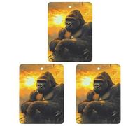 Gorillas Sunset Monkey Cute Car Air Fresheners 3pcs Long Lasting Scent Car Mirror Hanging Scented Cards Tablets