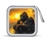 Gorillas Sunset Monkey Printed CD Case Hard Plastic Protective DVD Storage Binder Bag for Home Office