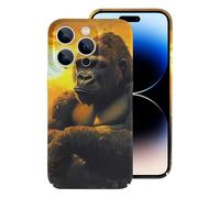 Gorillas Sunset Monkey Printed Phone Case Unisex Cute Hard Cellphone Protective Cover Compatible with iPhone 14/14 Plus/14 Pro/14 Pro Max