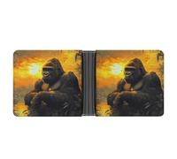 Gorillas Sunset Monkey Trendy Trifold Wallet for Men Classic Lightweight Credit Card Leather Wallets Money Clip