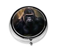 Gorillas This Small, Printed, Round Pill Box is a Portable Pill and Vitamin Organizer Perfect for Pockets, Purses, and Travel.