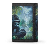 Gorillas Thunder Rain Casual Trifold Wallet for Men Slim Card Cases with 8 Slot Minimalist Purse Coin Clip