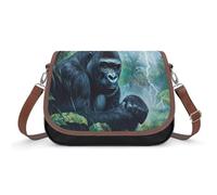 Gorillas Thunder Rain Fashion Crossbody Handbags for Women Leather Shoulder Bag Purses with Wide Strap