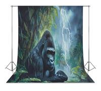 Gorillas Thunder Rain Photo Studio Backgrounds Black Photography Backdrop for Portrait Video Shooting Live 56"x118"