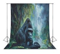 Gorillas Thunder Rain Photo Studio Backgrounds Black Photography Backdrop for Portrait Video Shooting Live 56"x79"