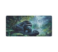 Gorillas Thunder Rain Rectangular Non-Slip Mouse Pads Rubber Base Desk Mat for Home Office 40x90cm