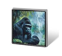 Gorillas Thunder Rain Square Shape Brooches Pins Lightweight Metal Lapel Pin Memorial Badges Jewelry Gift